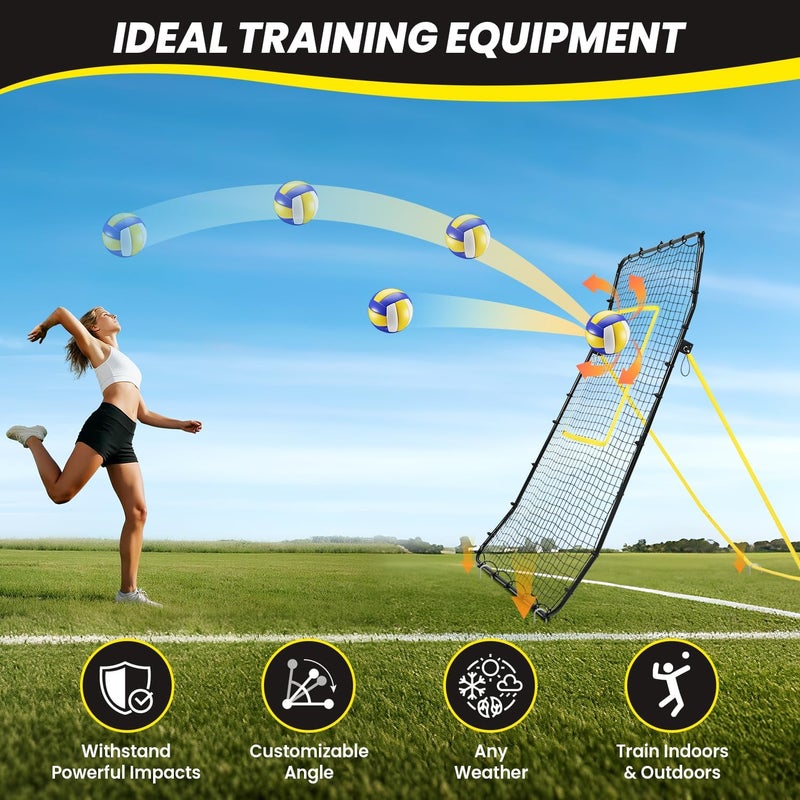 BAGAIL شبكة ارتداد الكرة الطائرة 7x4 قدم، معدات تدريب للارتداد مع زوايا قابلة للتعديل لممارسة الضرب، الرفع، والضرب القوي، سهلة التركيب وقاعدة متينة لمتعددة الرياضات - Image 5